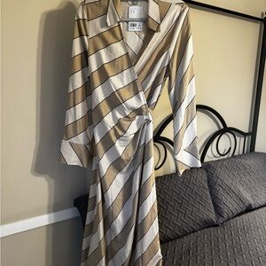 NWT H&M Striped Wrap Dress size M